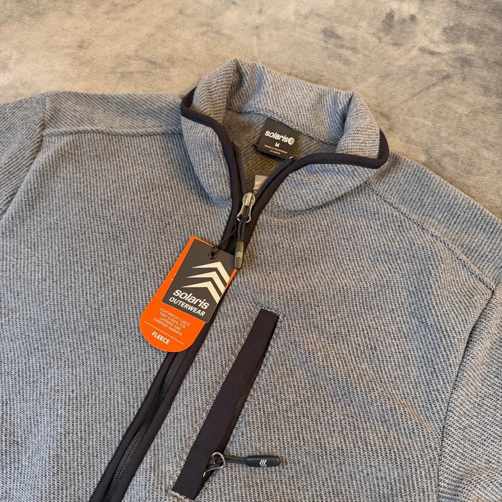 Solaris Outerwear Full Zip Fleece Jacket Mens Medium Gray Lightweight Breathable